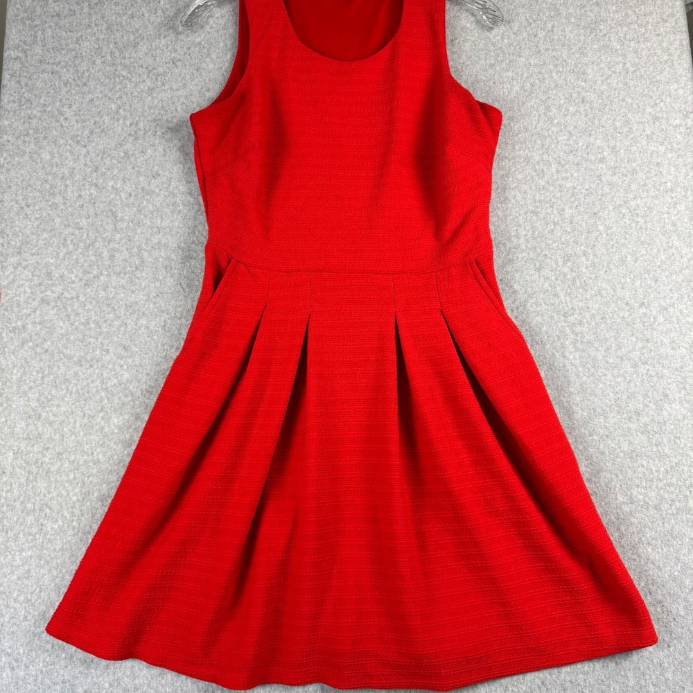 Draper James RSVP Dress Womens S Red Fit Flare Pleated Retro Preppy Cocktail